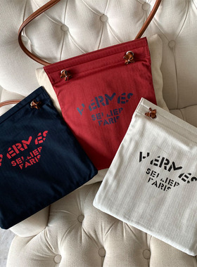 牧狸人帆布包迷你小包包撞色牛皮帆布包女包h家新款休闲小水桶包