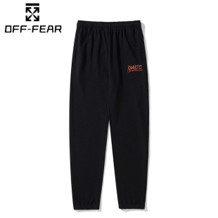 OW斑马线 WHITE箭头logo印花男女潮牌卫裤 正品 OFF潮流百搭休闲长裤
