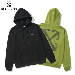 OW上衣情侣潮 卫衣WHITE秋冬宽松大码 正品 OFF图案印花连帽男女长袖