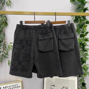 20SS 箭头宽松休闲裤 WHITE贴布刺绣短裤 OW男女同款 潮牌 五分裤 OFF