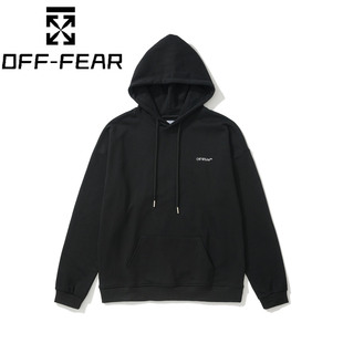 男女上衣潮 卫衣OW秋冬宽松大码 正品 OFF连帽logo印花WHITE落肩长袖