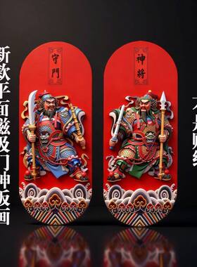 传统门神贴磁吸小号单扇