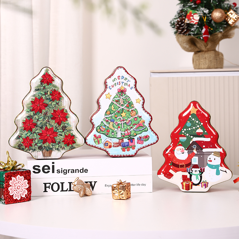可爱圣诞树铁盒创意包装盒糖果饼干收纳幼儿园小朋友伴手礼盒空盒