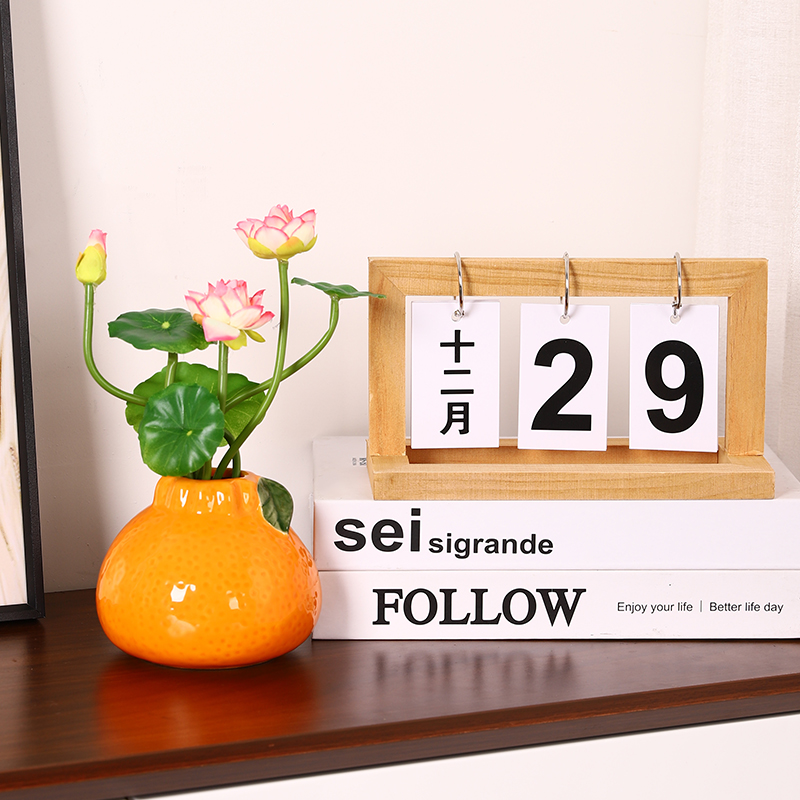 陶瓷橘子小花瓶摆件中古风摆设