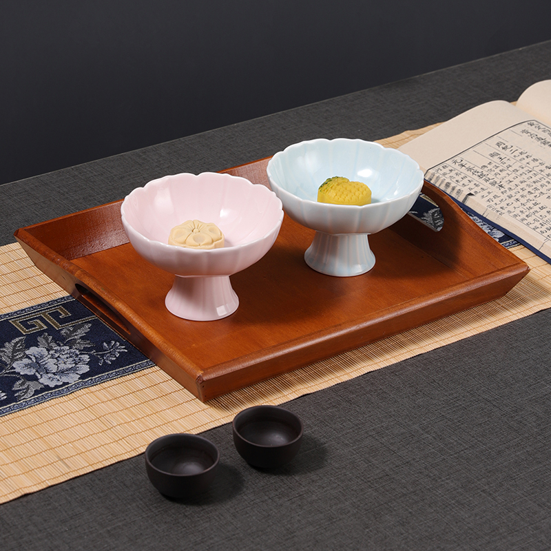 复古陶瓷高脚盘围炉煮茶糕点果盘