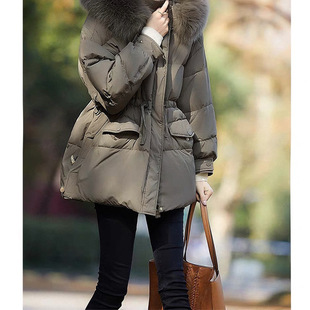 狐狸大毛领高端派克服鹅绒服白鹅绒羽绒服女款中长款平湖冬季女装