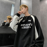 现货360G直播重磅港风美式复古插肩袖拼接ins卫衣外套男WY98，女装短外套，电商A456（原C415）