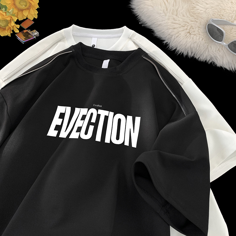 现货280克重冰丝夏季T恤男宽松拉链设计短袖A456-T913-P32