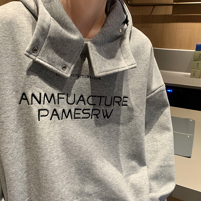 爆款主推差价潮牌美式刺绣大连帽铁口设计卫衣浅灰外套A432-WY105