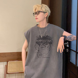 B06特P20潮牌烧花无袖背心男夏季宽松运动坎肩美式t恤XIN，男装T恤，电商A456（原C415）