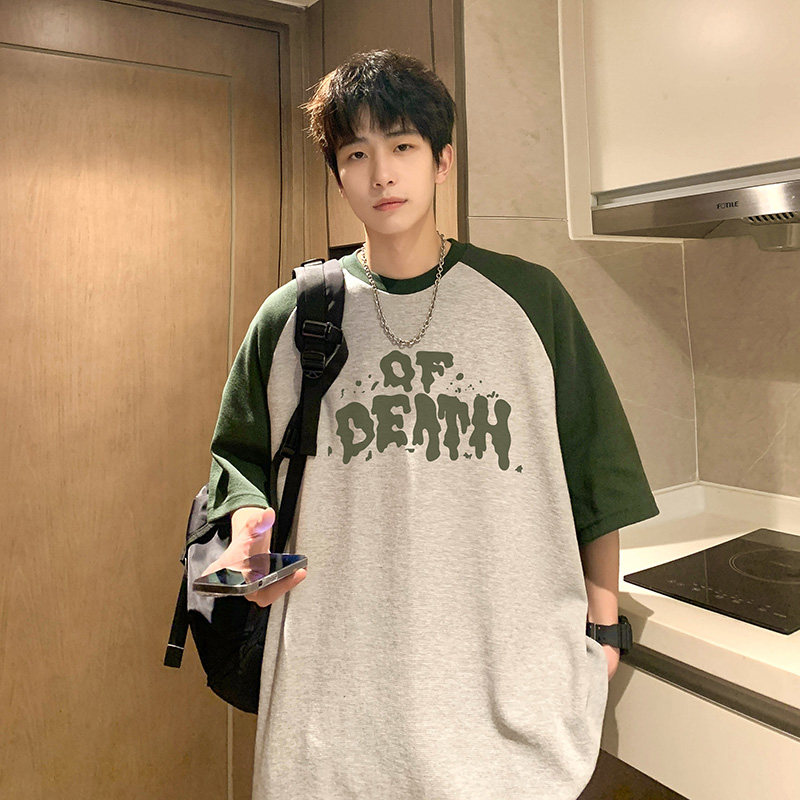 280克美式重磅潮牌ins复古插肩袖t恤男短袖上衣A432-T551-P38，男装T恤，电商A456（原C415）