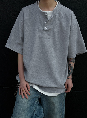 现货 亨利美式复古假2件宽松大码春夏休闲短袖t恤A456-T880-P28