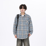 现货W件格子衬衫男学生大码宽松潮牌工装衬衣外套红CY01控58，男装衬衫，电商A456（原C415）