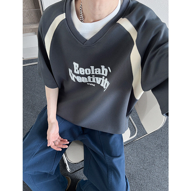 现货重磅280克潮牌ins潮流复古插肩袖t恤男短袖T906-P40控58灰,男装T恤,电商A456（原C415）