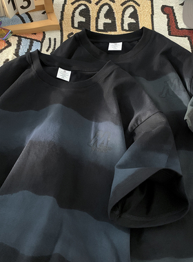 主推现货280克重夏季T恤男宽松潮流条纹扎染短袖A456-T885-P29特B