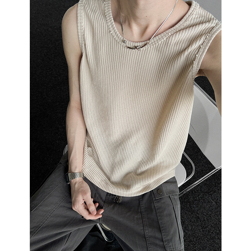 现货B55特P25控45慵懒风肌理感针织潮牌无袖背心男宽松坎肩t恤D，男装背心/马甲，电商A456（原C415）