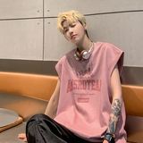 B01特P22控38潮牌烧花无袖背心男夏季宽松运动坎肩美式t恤HEI，男装T恤，电商A456（原C415）