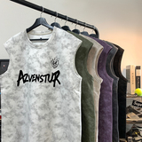 ZRB124-P22控38潮牌扎染无袖背心男夏季宽松运动坎肩美式t恤a，男装背心/马甲，电商A456（原C415）