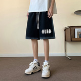 DK926-P35特控58手绘直喷美式短裤夏季宽松潮牌运动休闲五分裤黑，男装牛仔裤，电商A456（原C415）