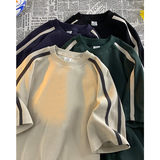 现货280克港风夏细格珠地t恤男拼色短袖潮牌A456-T333-P35绿，男装T恤，电商A456（原C415）