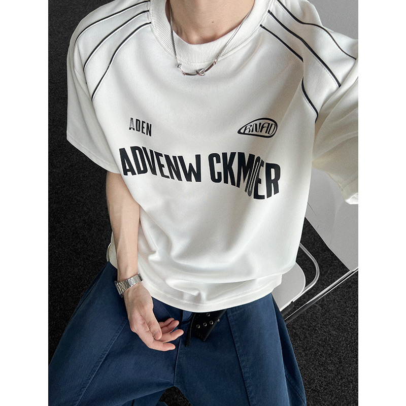 现货280克重夏季T恤男宽松潮流三条杠短袖上衣A456-T915-P30