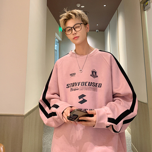 现货420高克重磅秋冬麂皮绒圆领2条杠卫衣男外套JP89-P45图片