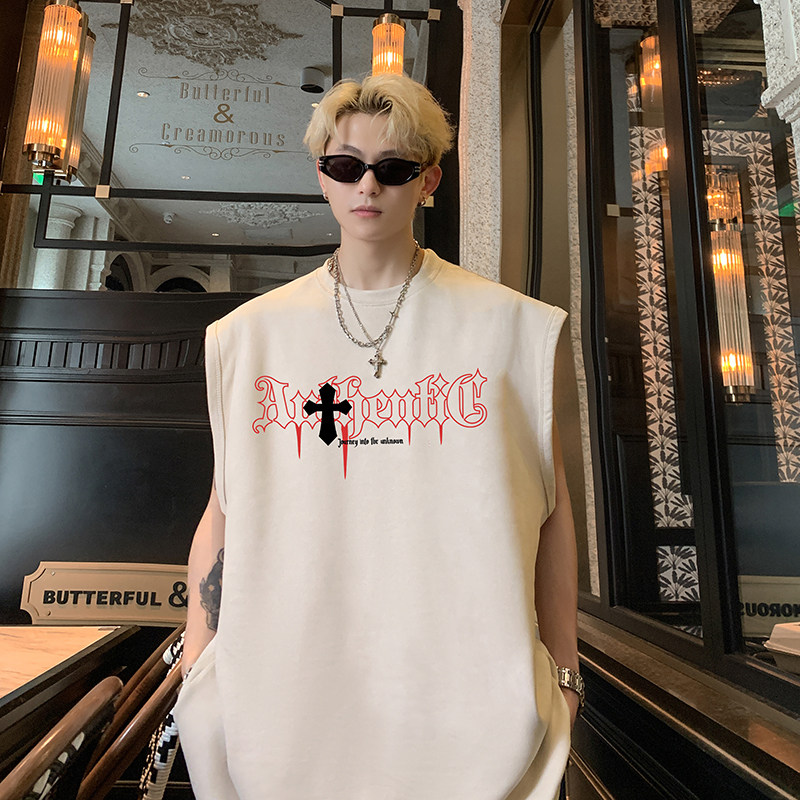 B12特P22控38潮牌网印男夏季宽松运动坎肩美式无袖大码背心，男装背心/马甲，电商A456（原C415）