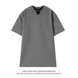 现货亨利领坑条肌理感夏季T恤男宽松潮流V领上衣A456-T66-P20特，男装T恤，电商A456（原C415）
