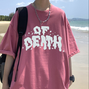直播品质280克夏季潮牌复古潮流ins宽松短袖t恤上衣A432-T713-P25图片