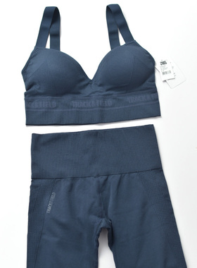 固定一体罩杯 舒适无钢圈运动文胸不可拆卸海绵健身裤子套装女