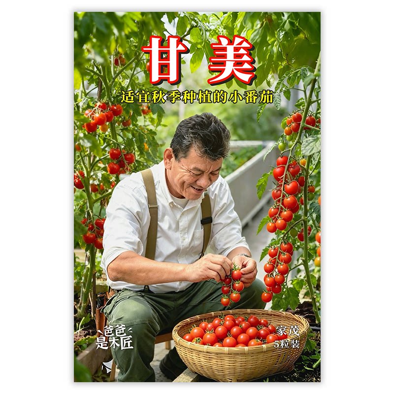 甘美小番茄种子红色小西红柿适合秋季种的蔬菜家庭蔬果爸爸是木匠