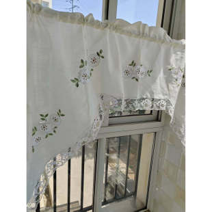 外贸原单样品成品三角帘帘头绣花150 90瑕疵处理