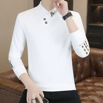 高品质男装2025秋冬德绒假两件半高领男士打底衫修身百搭保暖卫衣