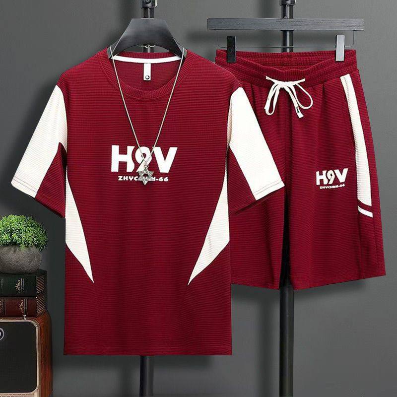 休闲套装2025新款青少年短袖短裤男生夏季两件套学生帅气穿搭男装,男装,休闲运动套装,淘宝优惠券,粉丝福利购,淘宝优惠卷