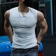 打底运动坎肩 弹力T恤夏季 宽肩健身背心男亨利领无袖 T恤速干修身