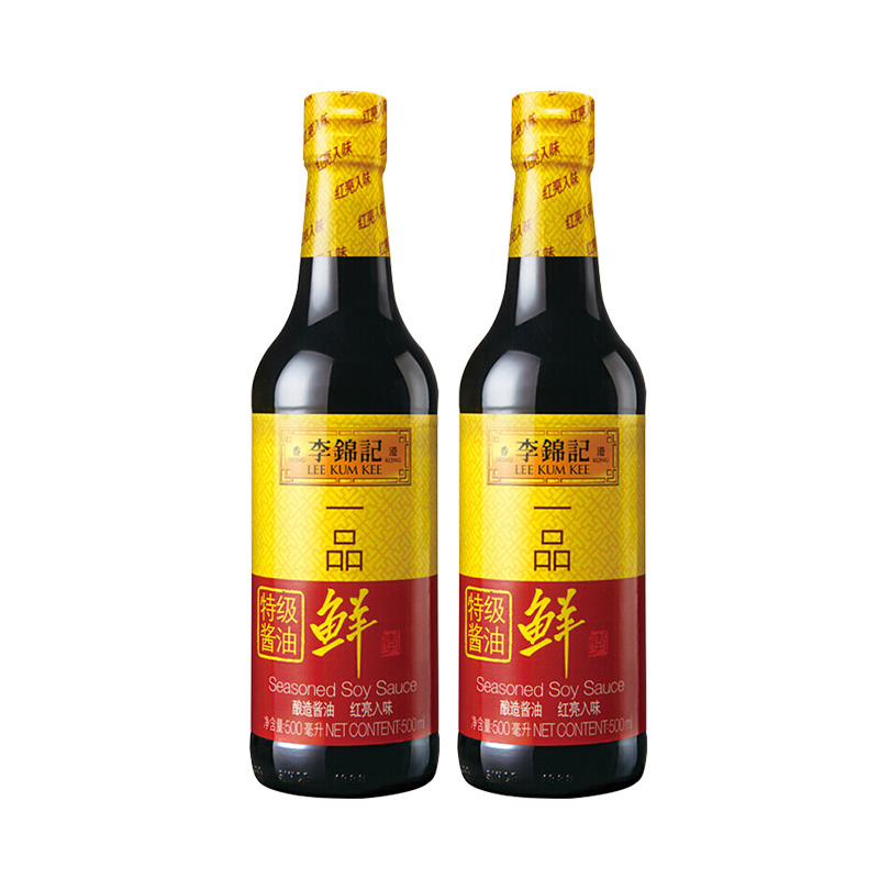 李锦记一品鲜500ml*2瓶装红烧炒菜生抽调料家用厨房经典酿造酱油