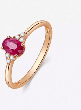 培育红宝戒指时尚精致小宝石戒指