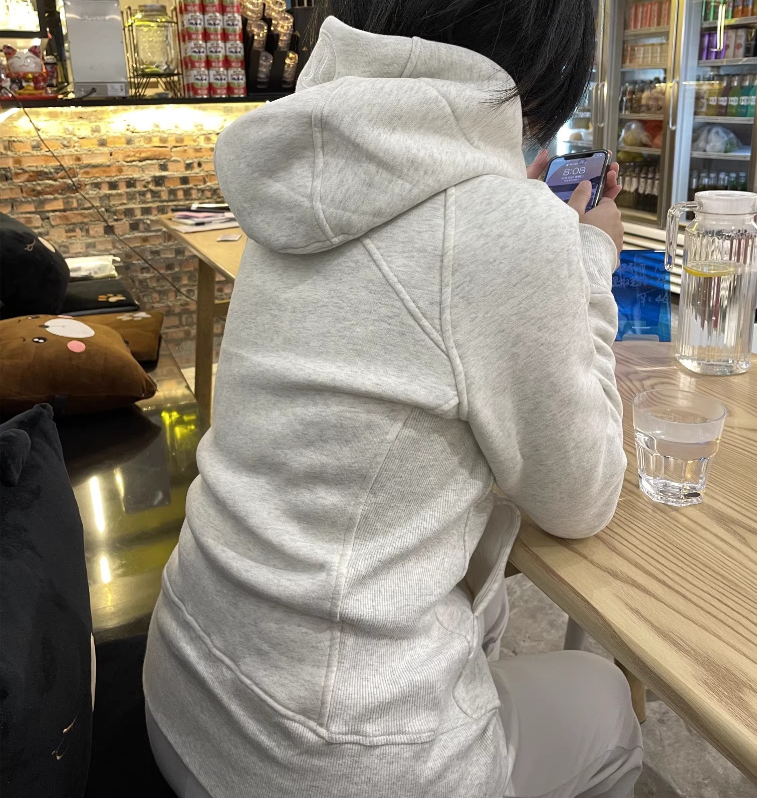 瑜伽服外套  scuba hoodie 经典秋冬抓绒加绒运动拉链连帽卫衣