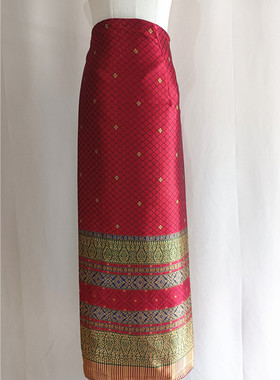 西双版纳春秋季新款傣族裙女高腰显瘦系带筒裙民族风半身长裙百搭