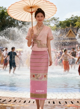 西双版纳傣族服装女新款传统民族服饰成人重工短袖套装日常生活装