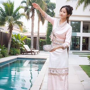 秋季新款傣族裙长袖上衣两件套小众设计优雅气质生活装舞蹈服装女