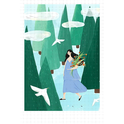 gykp1697治愈能量高级感森系唯美小清晰贺卡空白迷你小卡片可手写