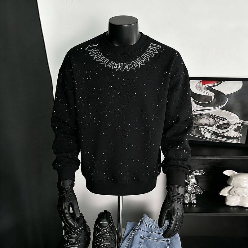 设计感男款时尚潮牌满天星亮片卫衣长袖2025年秋冬季新款男士上衣,男装,卫衣,淘宝优惠券,粉丝福利购,淘宝优惠卷