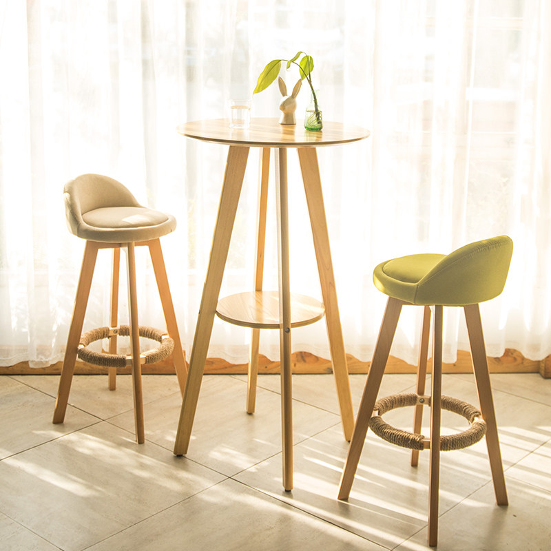 实木酒吧台小圆桌椅奶茶店家用高脚圆桌凳子客厅北欧靠墙桌椅组合|ruв категории коммерческий/офисная мебель, развлечения/бар/Ktv мебель, бар - от Buy2taobao.com для оказания профессиональной услуги покупки агента Taobao