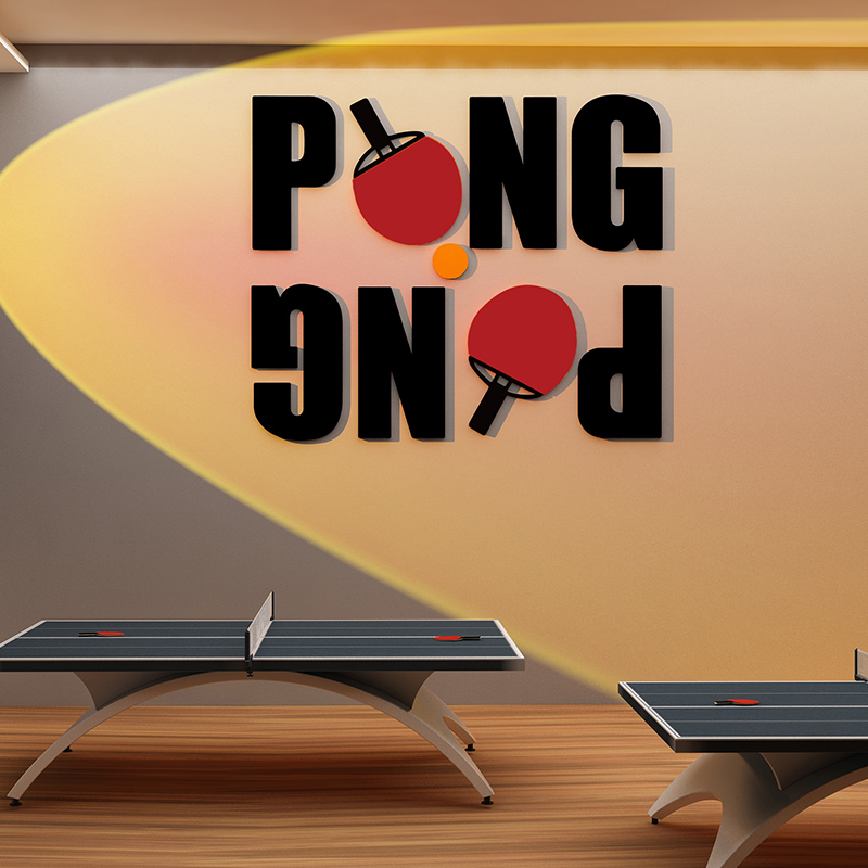 兵乓球体育运动馆墙面装饰画3d立体健身房活动教室背景布置墙贴纸