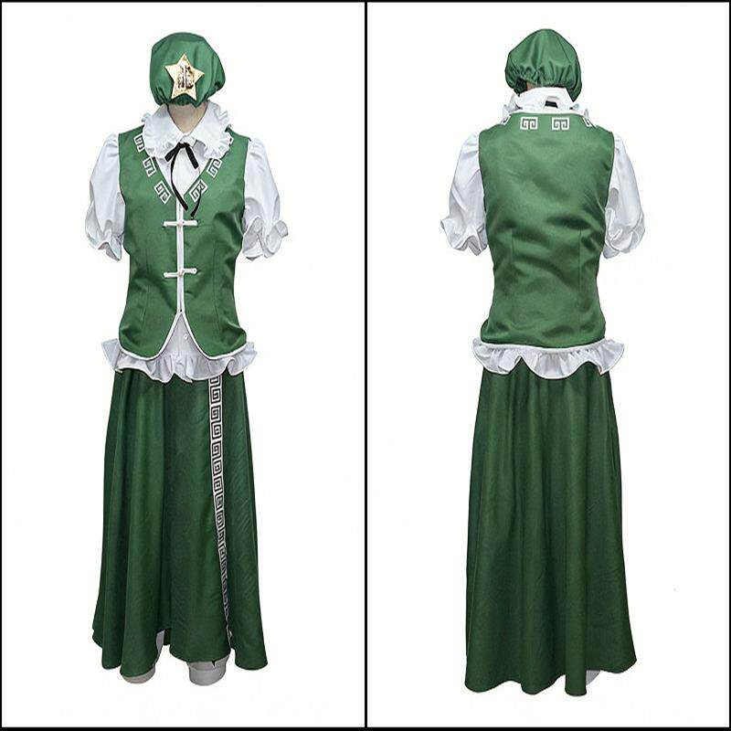 东方Project 东方红魔乡 红美铃 绿裙 可换颜色 Cos服 cosplay