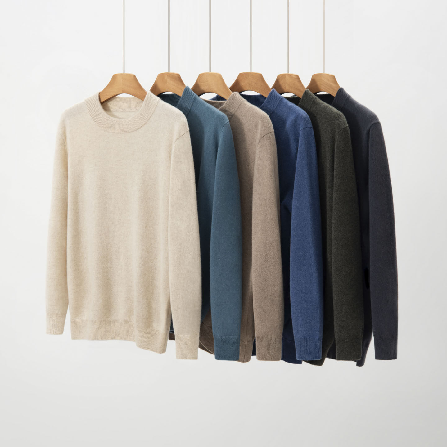 100%山羊绒男士羊绒衫套头纯色薄款打底毛衣青年百搭宽松针织衫