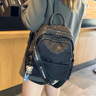 轻便高颜值印花双肩包女2025新款时尚小众休闲防水牛津布旅游背包