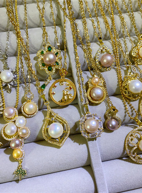 珍珠项链轻奢微镶锆石女