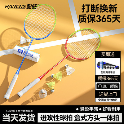 酣畅羽毛球拍工厂生产初学者儿童成人套装铁合金